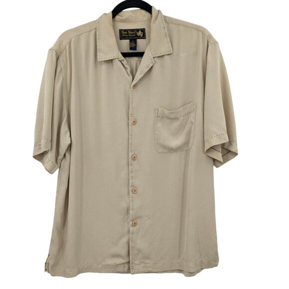 Vintage Nat Nast Camp Button Up Shirt Men Size M Luxury Original 100% Silk Boho - Picture 1 of 11